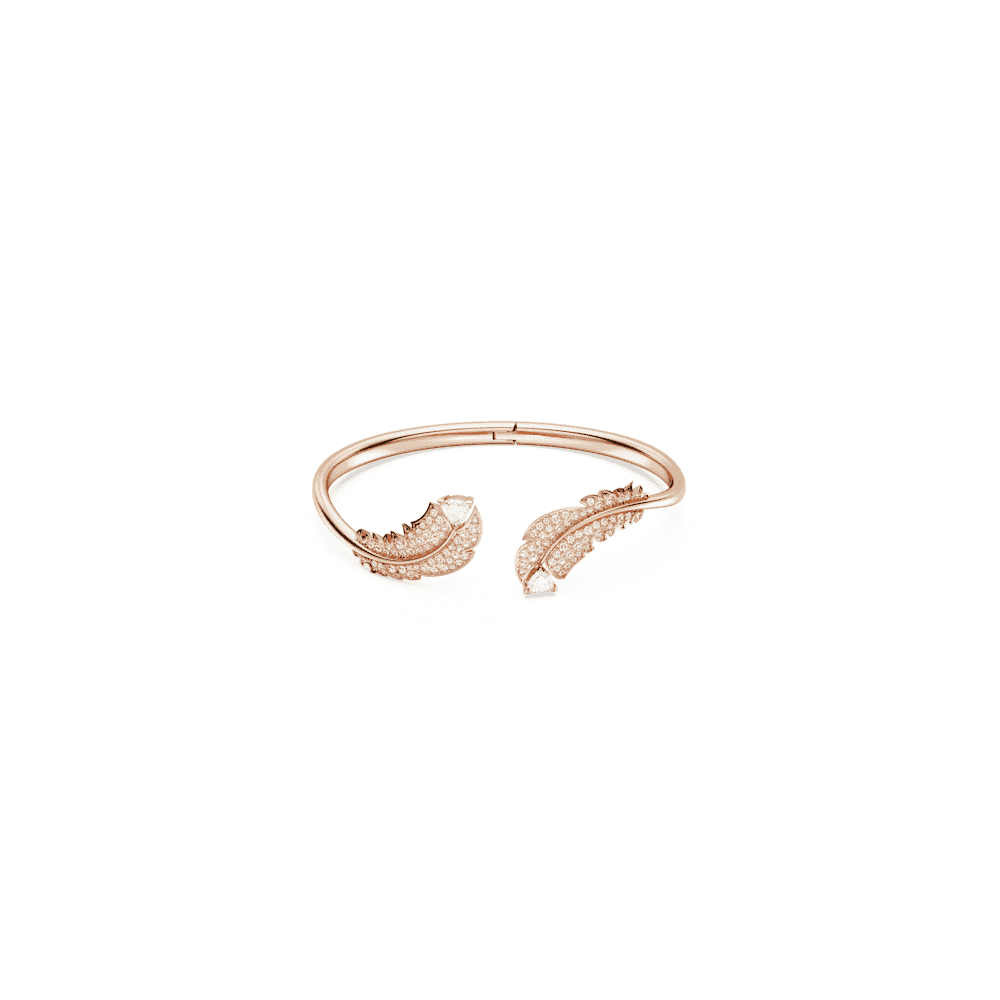 SWAROVSKI NICE FEATHER WHITE ROSE GOLD-TONE PLATED BANGLE