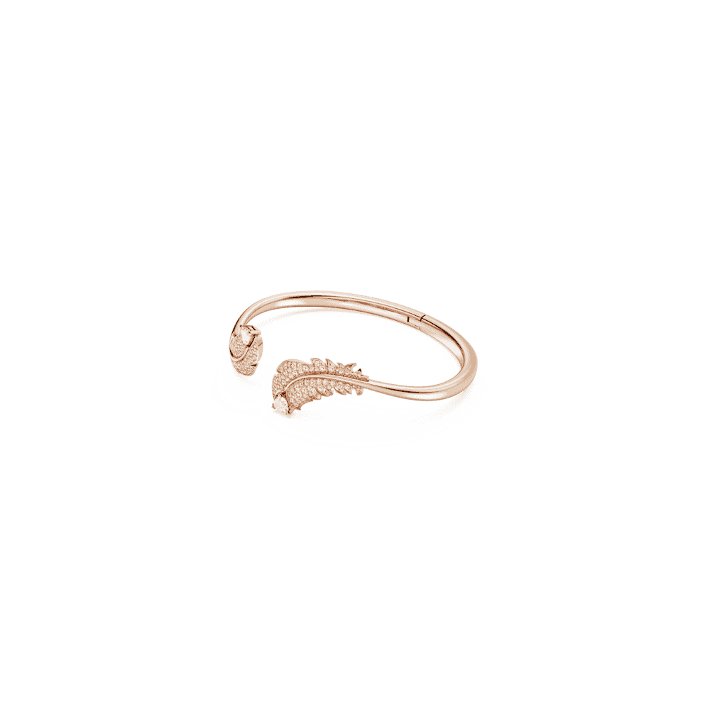 SWAROVSKI NICE FEATHER WHITE ROSE GOLD-TONE PLATED BANGLE