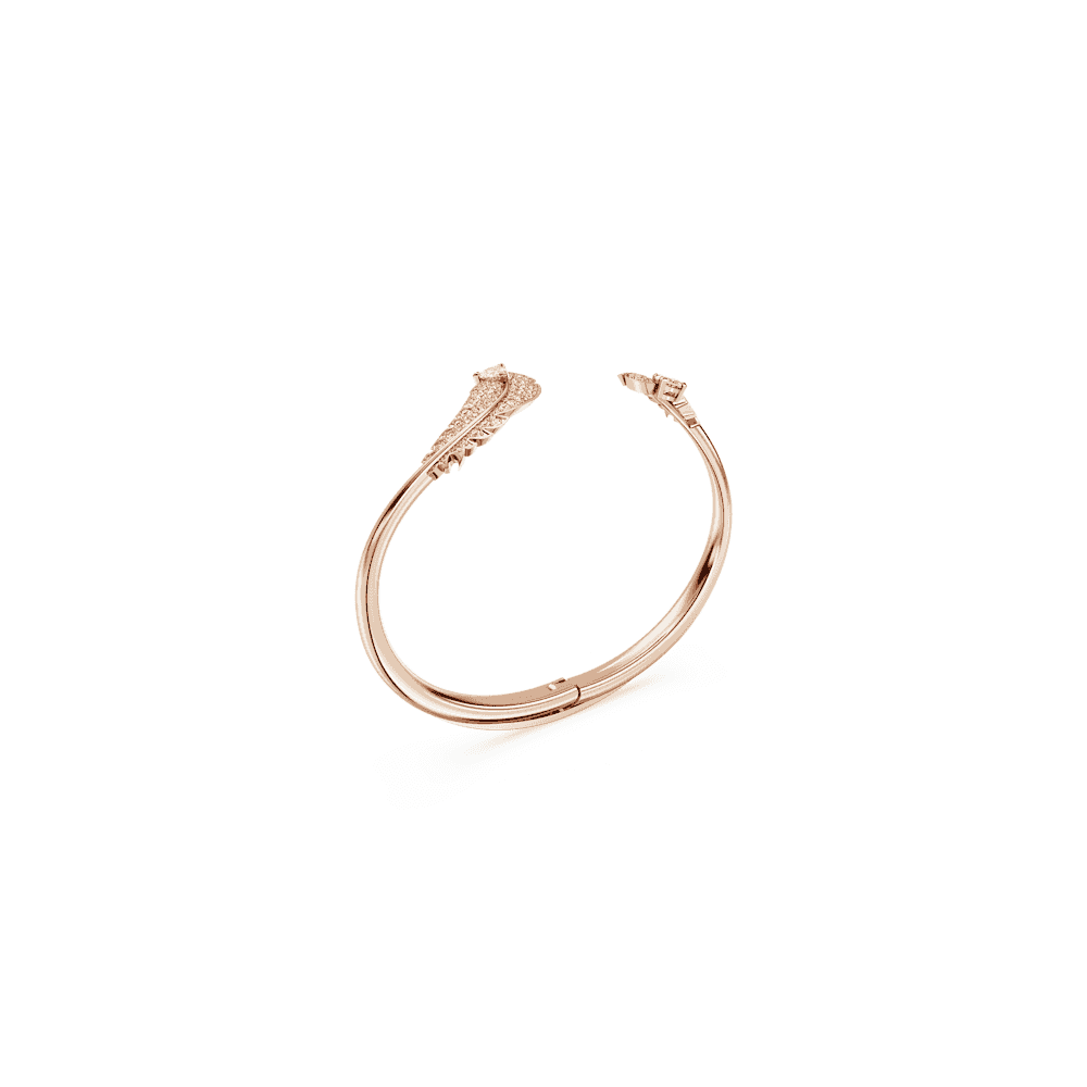 SWAROVSKI NICE FEATHER WHITE ROSE GOLD-TONE PLATED BANGLE