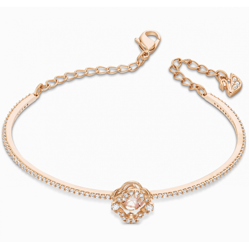 SWAROVSKI SPARKLING DANCE CLOVER BANGLE, PINK SWAROVSKI CRYSTALS, ROSE-GOLD TONE PLATED