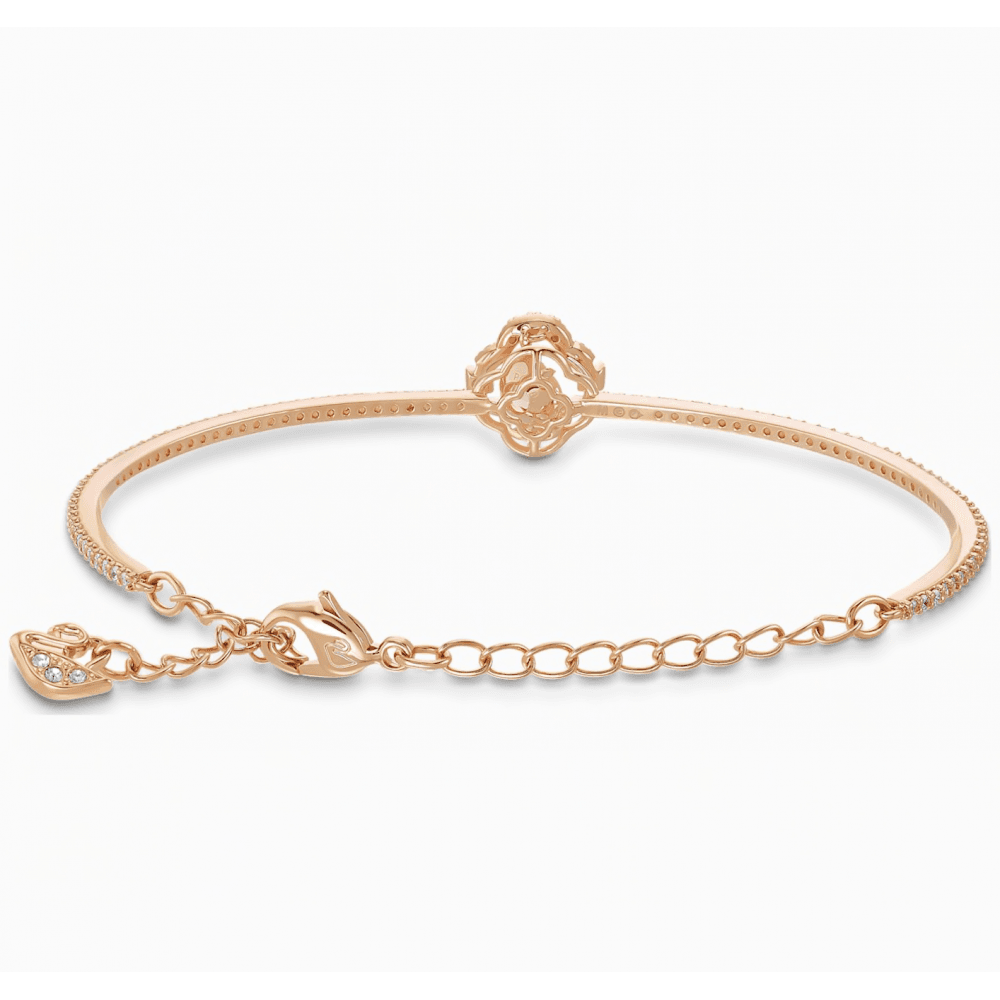 SWAROVSKI SPARKLING DANCE CLOVER BANGLE, PINK SWAROVSKI CRYSTALS, ROSE-GOLD TONE PLATED