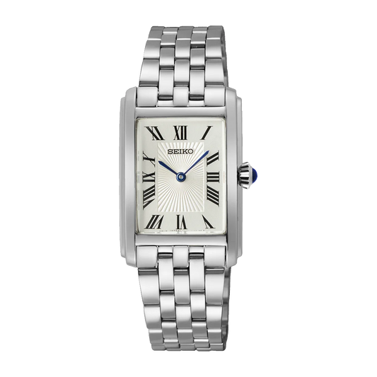 SEIKO QUARTZ WHITE DIAL LADIES STAINLESS STEEL WATCH