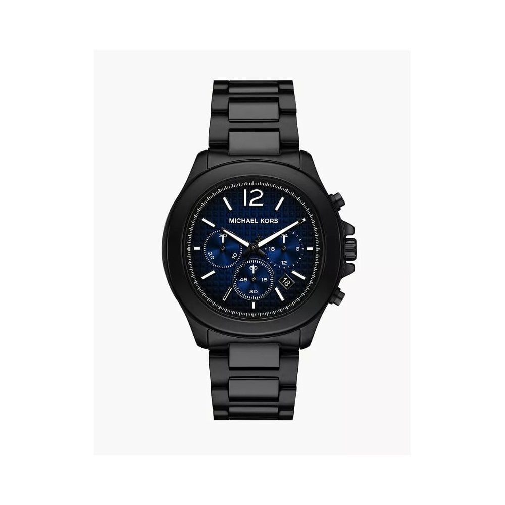 Sage, Chronograph, Black & Blue Dial, Gents Black Stainless Steel Watch