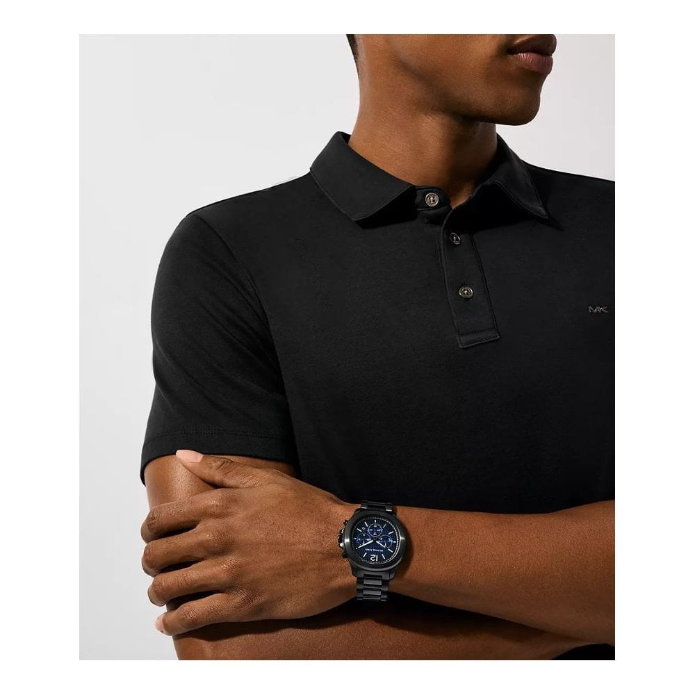 Sage, Chronograph, Black & Blue Dial, Gents Black Stainless Steel Watch