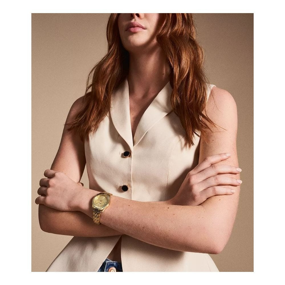 Scarlette Three-Hand, Date, Gold-Toned Ladies Stainless Steel Watch
