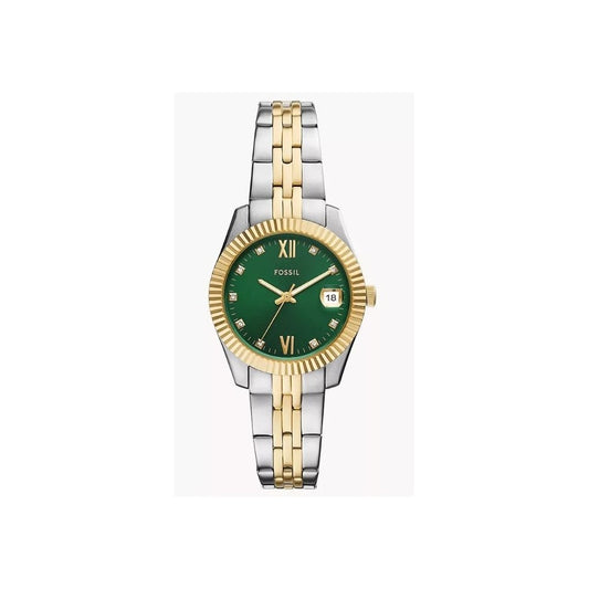 Scarlette Three-Hand, Date, Green Sunray Dial, Two-Toned Ladies Stainless Steel Watch