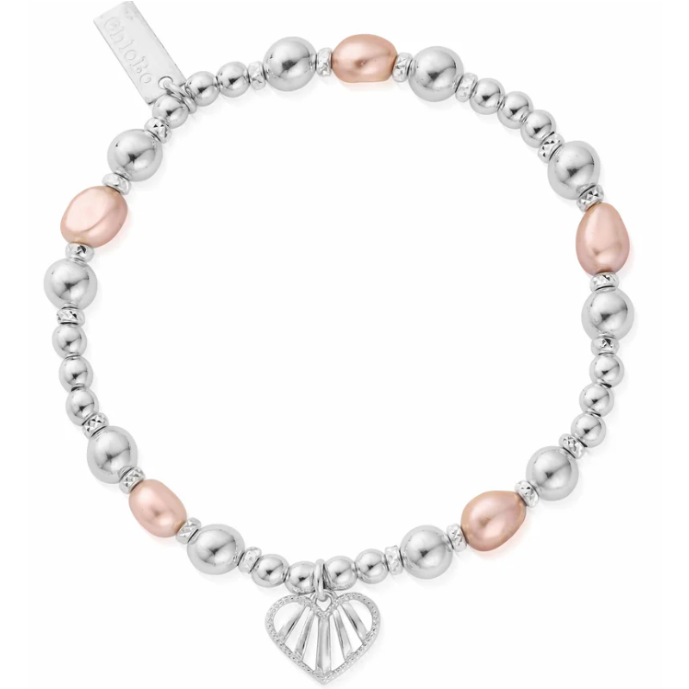 LOVING HEART PINK PEARL CHLOBO BRACELET