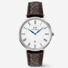 Daniel Wellington Classic White Dial Gents Brown Croc Leather Watch