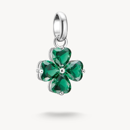 Green Four Leaf Clover Connect Charm