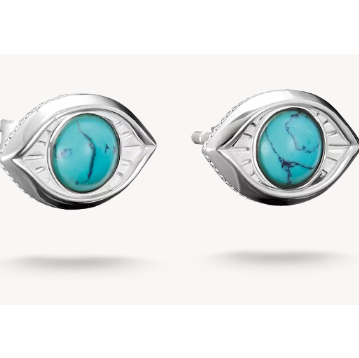 Silver Turquoise Eye Stud Earrings Elyndra