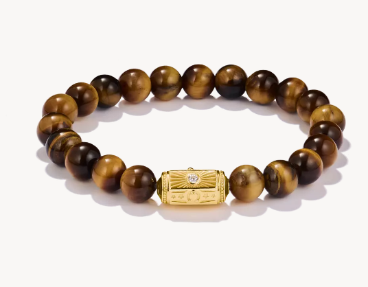 18ct Gold on Silver Tiger's Eye Beaded Bracelet