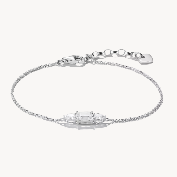 Silver Bracelet with Sparkling Zirconia Stones Bold Elegance