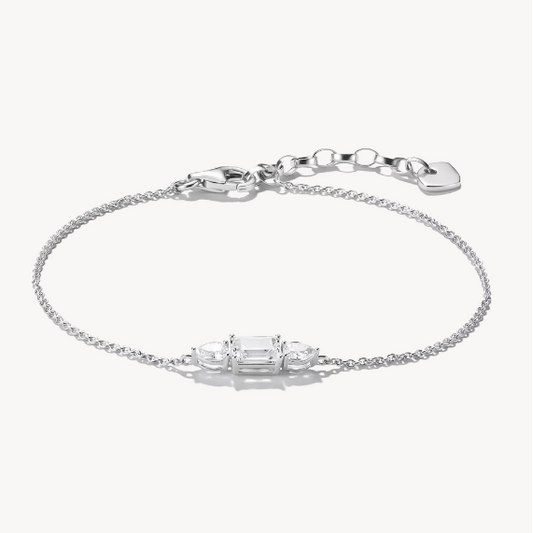 Silver Bracelet with Sparkling Zirconia Stones Bold Elegance