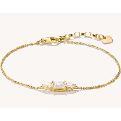 18ct Gold on Silver Bracelet with Sparkling Zirconia Stones Bold Elegance