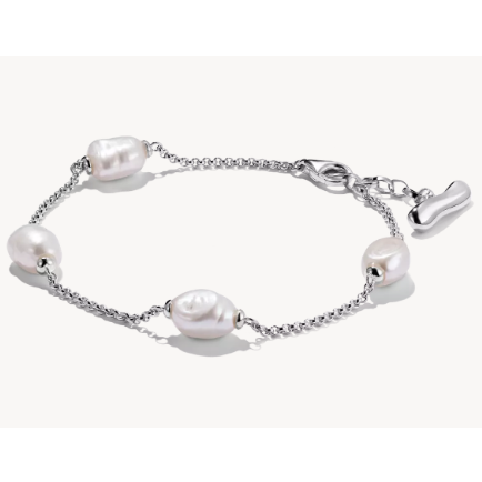 Silver bracelet with freshwater pearls Natural Beauty