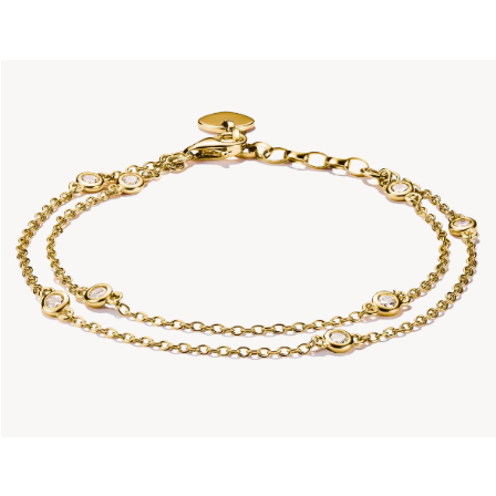 18ct Gold on Silver CZ Double-Row Bracelet