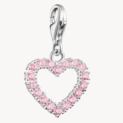 Pink CZ Open Heart Charm