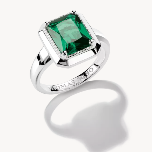 Silver Ring with Green Zirconia Stone Elyndra
