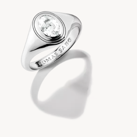 Silver Ring with Oval White Zirconia Stone Bold Elegance