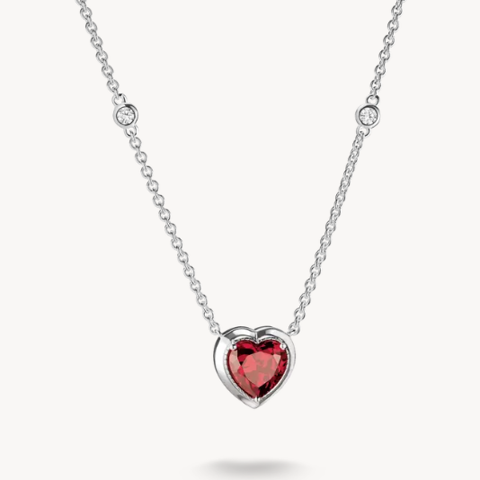 Silver Thomas Sabo Necklace with Red Heart Pendant Elyndra