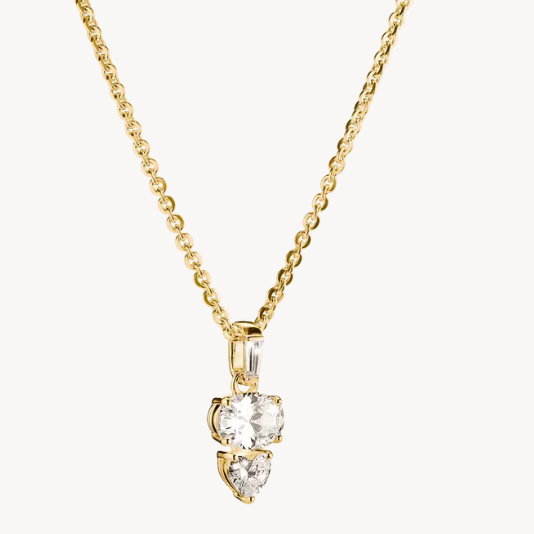 18ct Gold on Silver Thomas Sabo Necklace with Oval and Heart Zirconia Stones