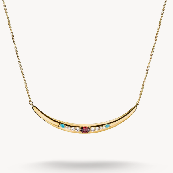Thomas Sabo 18ct Gold on Silver Half-Form Necklace with Red Zirconia Stone Elyndra