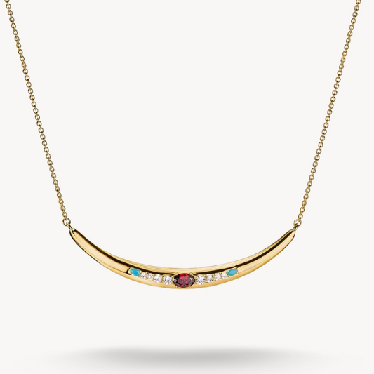 Thomas Sabo 18ct Gold on Silver Half-Form Necklace with Red Zirconia Stone Elyndra