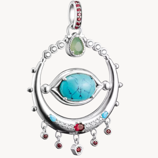Thomas Sabo Silver Eye Amulet Pendant with Oval Imitation Turquoise Elyndra
