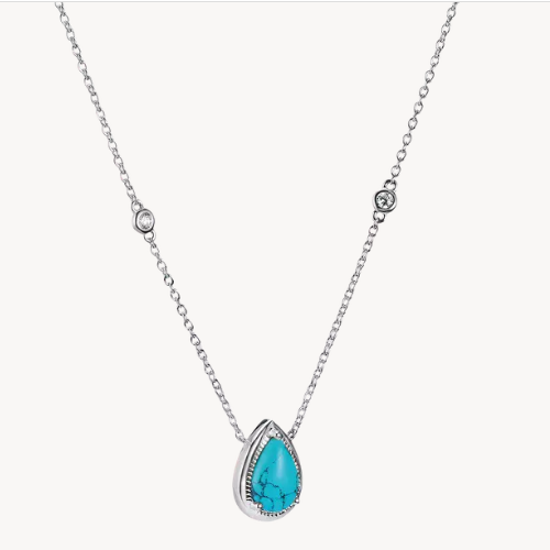 Thomas Sabo Silver Necklace with Turquoise Teardrop Stone Elyndra