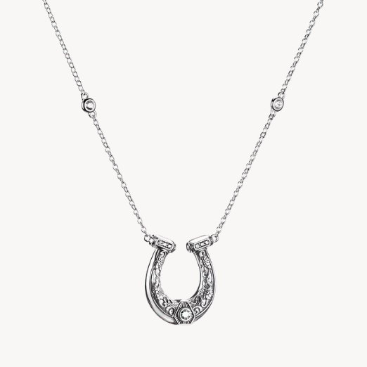 Thomas Sabo Blackened Silver Horseshoe Necklace with Zirconia Elyndra