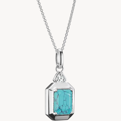 Thomas Sabo Silver Necklace with Turquoise Octagon Pendant Elyndra