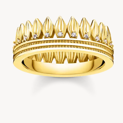 Thomas Sabo 18ct Gold on Silver Ring with Red Octagon Stone