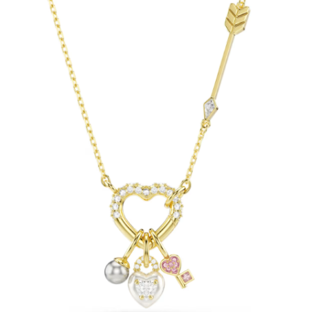 SWAROVSKI IDYLLIA HEART, KEY & PEARL GOLD PENDANT