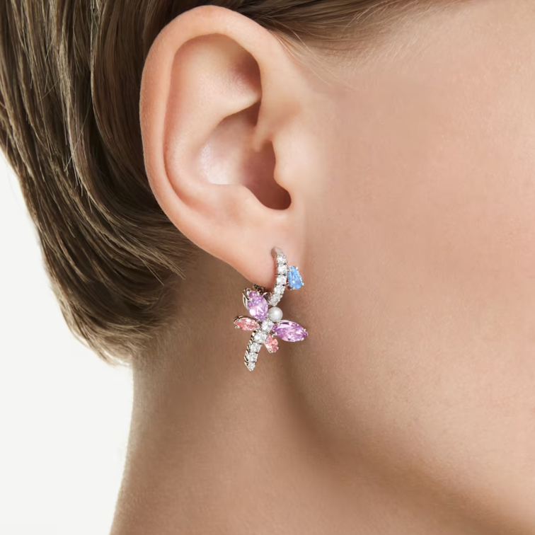 SWAROVSKI ARIANA GRANDE DRAGONFLY MOTIF HOOP DROP EARRINGS