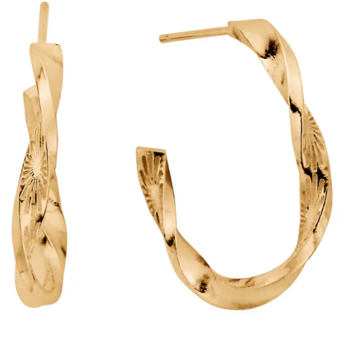 CHLOBO GOLD ON SIL TWIST HOOP EARRINGS