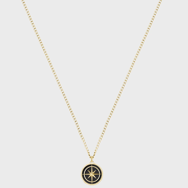 BOSS NORTH COMPASS GENTS GOLD STAINLESS STEEL PENDANT