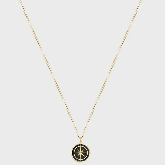 BOSS NORTH COMPASS GENTS GOLD STAINLESS STEEL PENDANT
