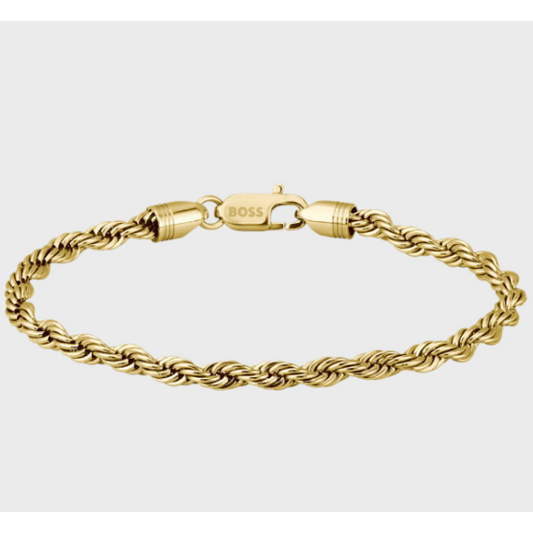 BOSS MYLES GENTS GOLD STAINLESS STEEL BRACELET