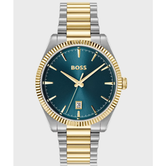 BOSS CHESWICK BLUE DIAL GENTS TWO-TONED WATCH