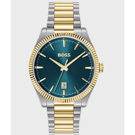 BOSS CHESWICK BLUE DIAL GENTS TWO-TONED WATCH