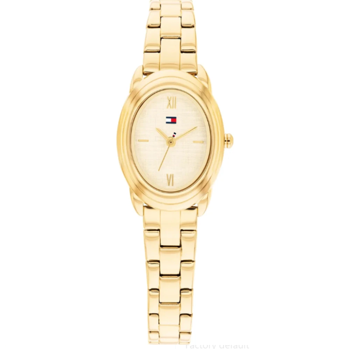 TOMMY HILFIGER OVAL DIAL LADIES GOLD STAINLESS STEEL WATCH