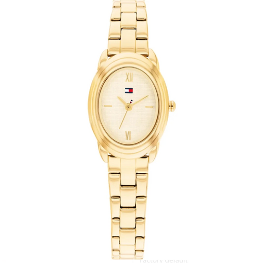TOMMY HILFIGER OVAL DIAL LADIES GOLD STAINLESS STEEL WATCH