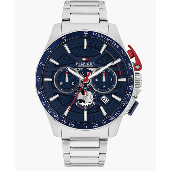 TOMMY HILFIGER BLUE CHRONO GENTS STAINLESS STEEL WATCH
