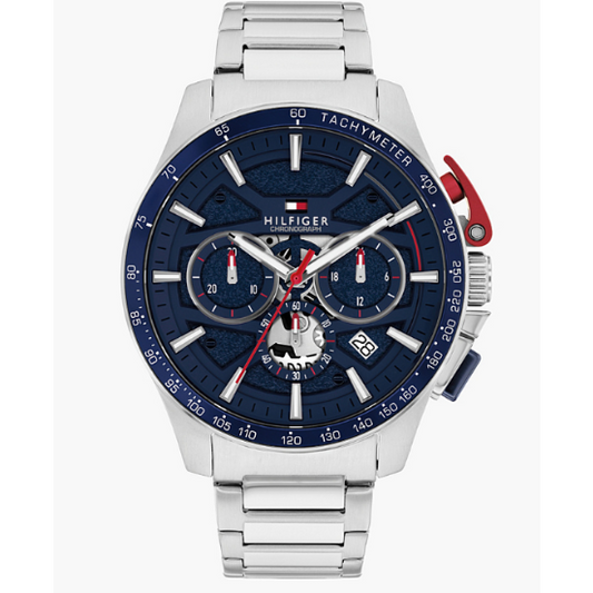 TOMMY HILFIGER BLUE CHRONO GENTS STAINLESS STEEL WATCH