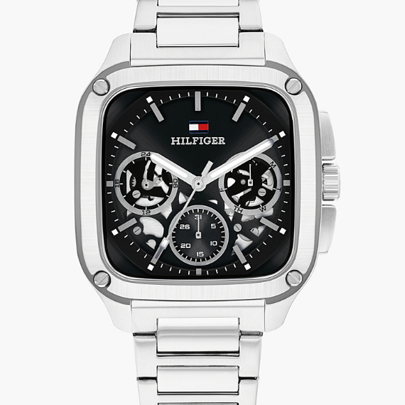 TOMMY HILFIGER BLACK CHRONO GENTS STAINLESS STEEL WATCH