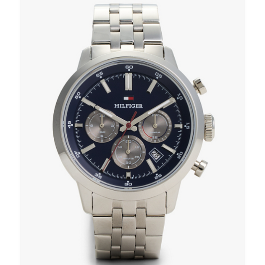 TOMMY HILFIGER BLUE CHRONO GENTS STAINLESS STEEL WATCH