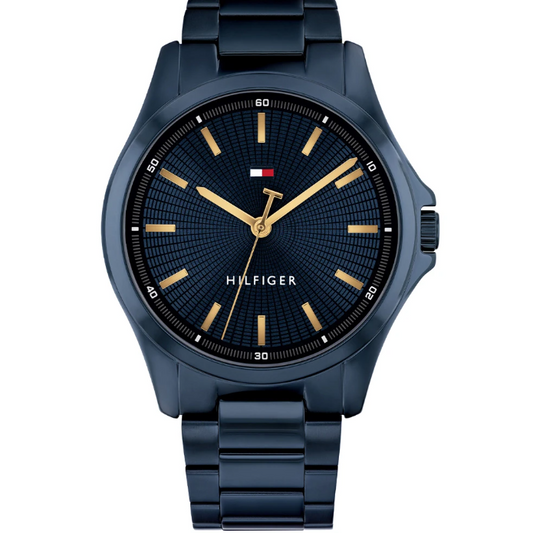 TOMMY HILFIGER BLUE DIAL GENTS NAVY STEEL WATCH