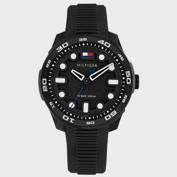 TOMMY HILFIGER BLACK SILICONE WATCH