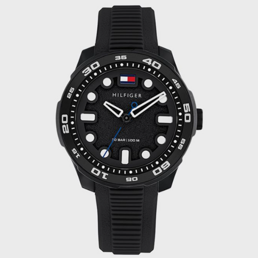 TOMMY HILFIGER BLACK SILICONE WATCH