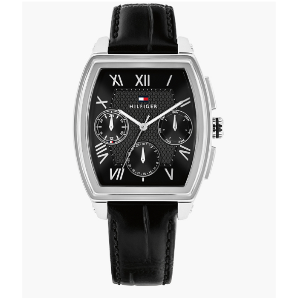 TOMMY HILFIGER OXFORD BLACK CHRONO GENTS BLACK LEATHER WATCH